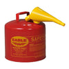Eagle 5 Gallon Steel Safety Can for Flammables, Type I, Flame Arrester, Funnel, Red - UI50FS
