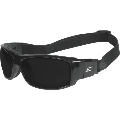 Edge Eyewear Caraz Conversion Kit Black Frame & Strap Safety Glasses with Smoke Vapor Shield Lenses